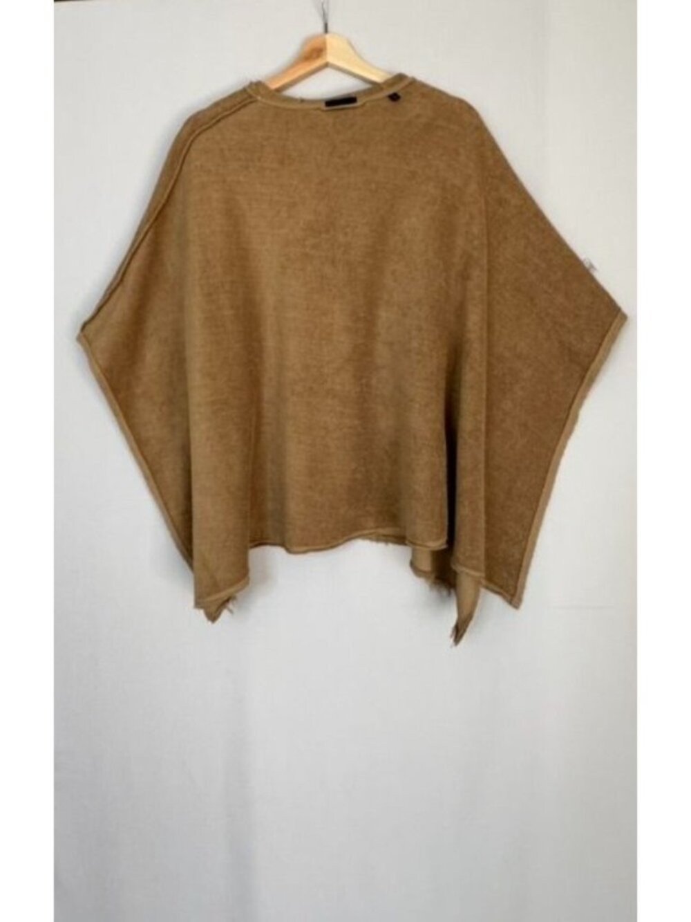 ATM Anthony Thomas Melillo Nude French Terry Hooded Open Sided Poncho One Size - Picture 10 of 14